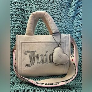 NEW! Juicy Couture Velour Extra Spender Tote Bag Crossbody Black Liquorice NWT